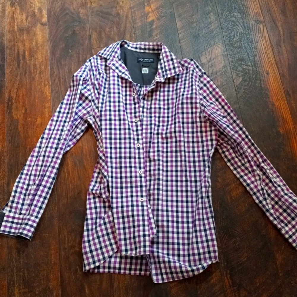 Purple long-sleeved modern fit shirt